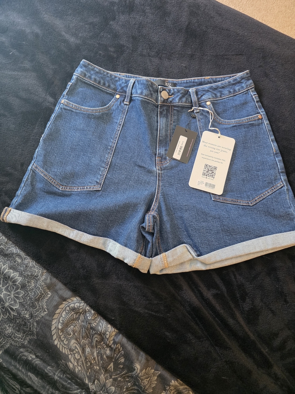 1822 Denim Utility Jean Shorts Women's Size 14/32 NWT Cuffed Stretch Mid Rise